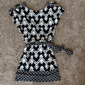 White House Black Market Black and White Patterned Mini Dress